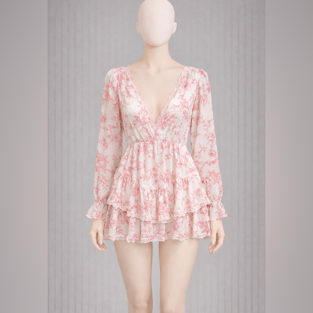 SHEIN Pink Floral Ruffle Blouse